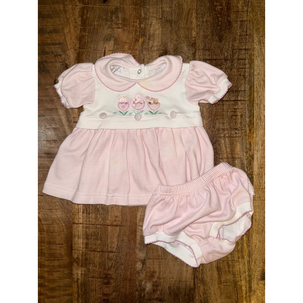 Vintage 90s Some Bunny Baby Girl Dress & Bloomer Set 3-6M Heirloom Outfit